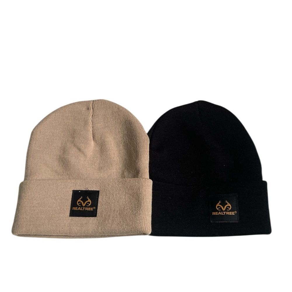 Realtree 2 Pk.Knit Cuffed beanies, comfort stretch, fold up, patch logo, unisex